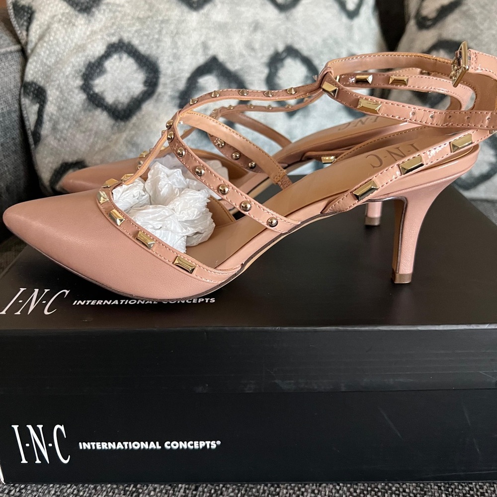 INC International Concepts Women's Blush Studded Heels